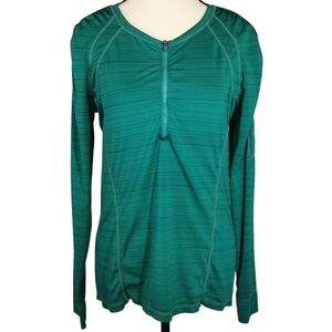 Athleta Pacifica Green UPF Zip Running Top Size L
